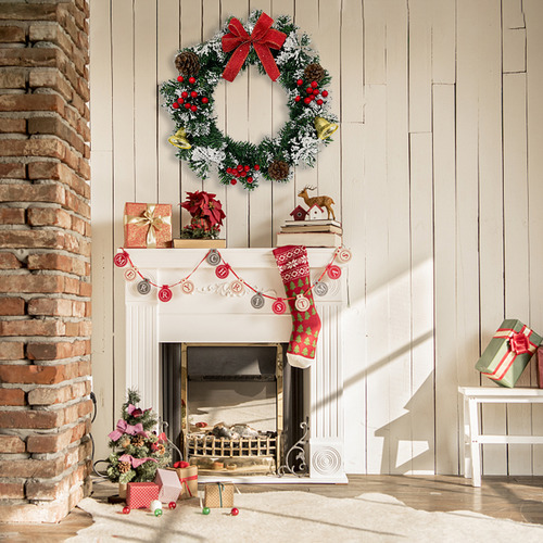 Corona De Navidad Artificial Para Puerta De Entrada, 16 PuLG