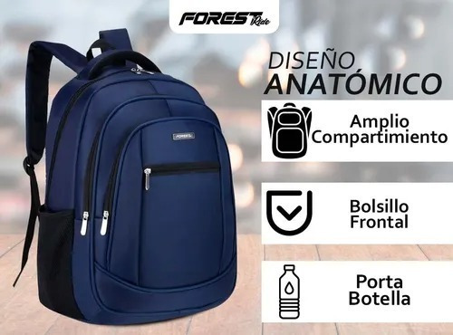 Imagen 8 de 10 de Mochila Porta Notebook Forest Calidad Alcolchada Resistente