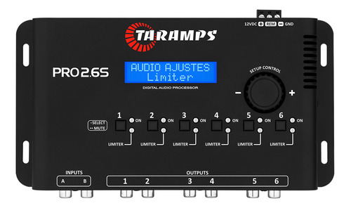 Procesador de audio digital Taramps Pro 2.6s, ecualizador, 2 entradas, 6 salidas, 12 V