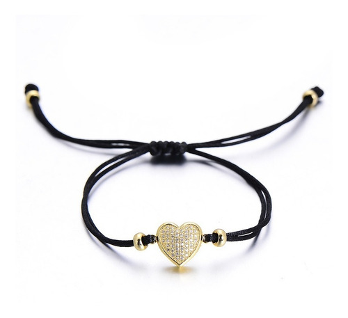 Pulsera Con Dije Corazón Y Zirconias Ajustable Paquete De 2