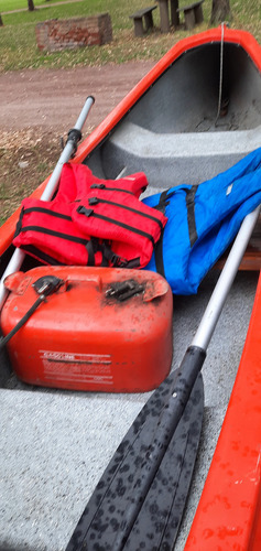 Canobote Largo 3.85mt 2 Tambuchos Motor 15hp Chalecos Remos