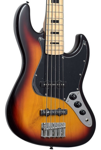 Contra-baixo Tagima Jazz Bass 5 Cordas Tjb-5 Sb Regulado! Acabamento Do Corpo Brilhante Cor Sunburst Orientação Da Mão Destro