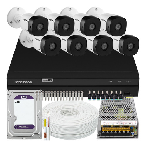 Kit 8 Cameras Seguranca Intelbras 1230 Full Dvr 1216 2tb Wd