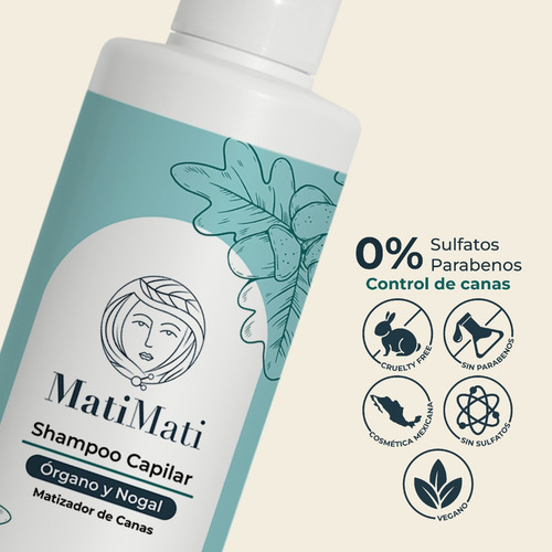 Shampoo Matizador De Canas Órgano Y Nogal Matimati 425ml