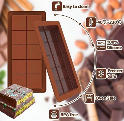Molde Silicon Chocolate Tableta Profunda Dubai Barra Tableta Profunda Dubai