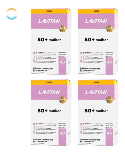 Lavitan 50+ Mulher Rico Em Vitaminas E Minerais 4x60cp Cimed Sabor Sem Sabor