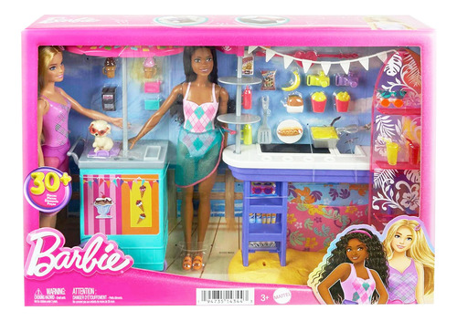 Barbie Puesto Paseo En La Playa Con 30 Accesorios X2 Muñecas
