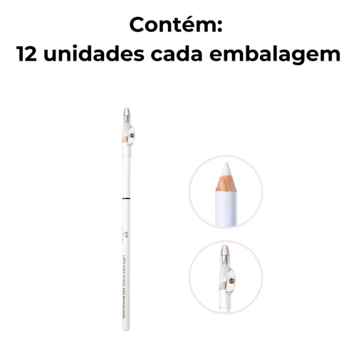 Lápis Delineador Branco C/ Apontador 12 Un - Miamake