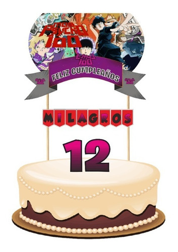 Cake Topper Mob Psycho 100 Adorno Para Tortas Anime   