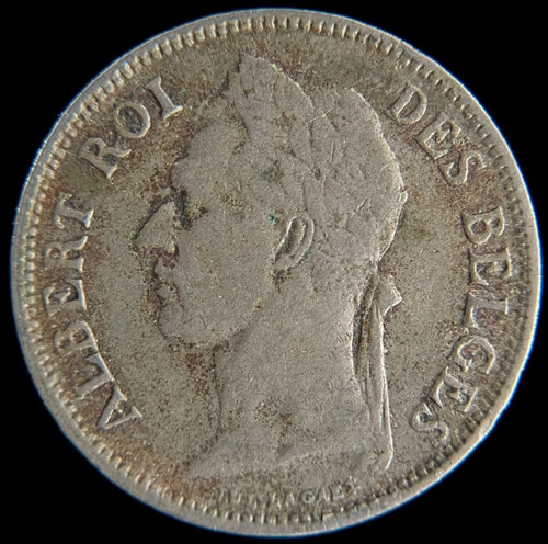 Congo Belga, 50 Centimes, 1925. Alberto I. Vf