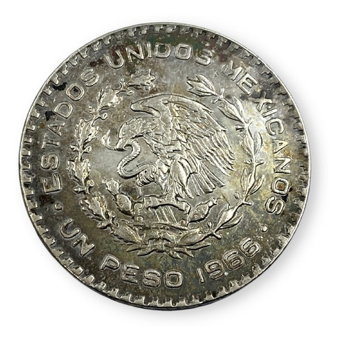 Moneda 1 Un Peso 1966 Plata .100 Morelos México Siglo Xx (Usado)