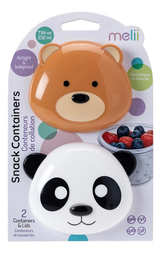 Pack De 2 Contenedores Para Snacks Oso Y Panda  Melii