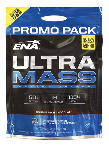 Ultra Mass Ena 3kg Ganador De Peso, Volumen Y Masa Muscular