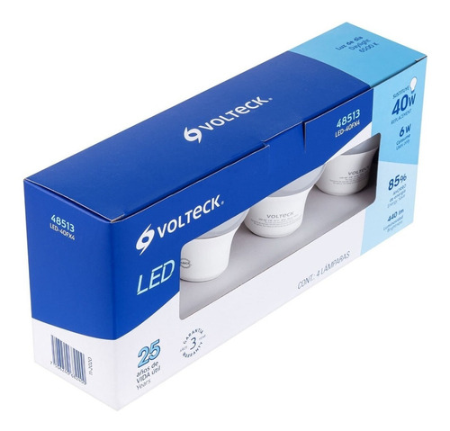 Pack De 4 Lámparas De Led A19 6 W Luz De Día, Caja, Volteck