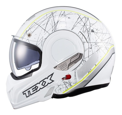 Capacete Moto Stratos Scratched Texx Modular Articulado 180 Cor Branco/Verde Tamanho do capacete 56