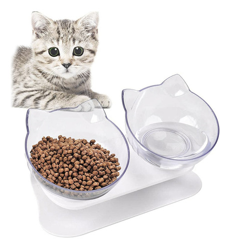 Plato Doble Con Base Mascotas Perro Gato Comedero Comida Ax®