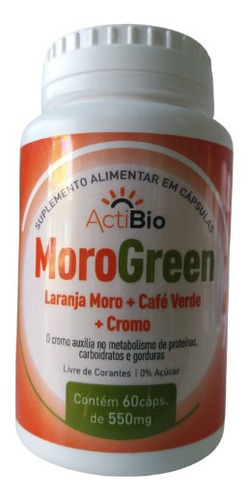 Moro Green 550mg 60 Cápsulas  Actibio  Sem sabor