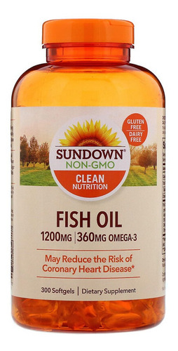 Ômega 3 Fish Oil 1200mg Sundown Naturals 300 Caps Importado