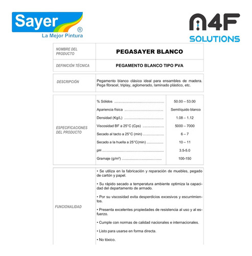 Pegamento Blanco Pega Sayer Sp-0100.30 1 Pza