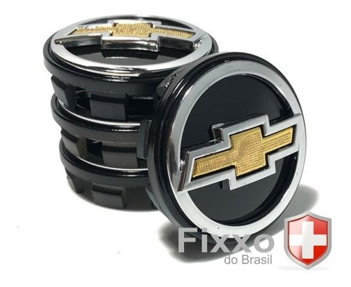 Imagem 1 de 1 de 4 Calotinha Centro Miolo Tampa De Roda Gm 55mm Preto Dourado