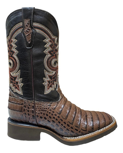 Botas Rodeo Texana Bulldog Piel Grabado Panza De Cocodrilo