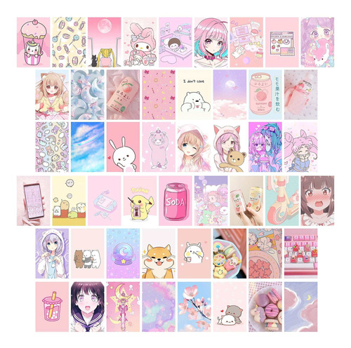 Juego De 50 Piezas De Collage De Pared De Anime Kawai, Juego