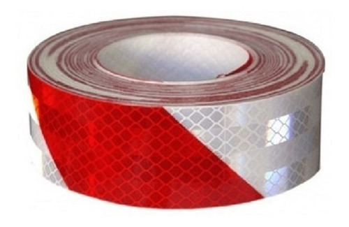 Rollo De Cinta Refractaria Diagonal Blanco/rojo 7,5 Cm X 1mt