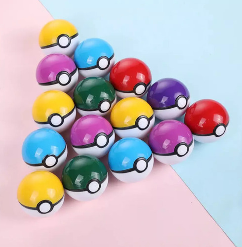 30 Pokebolas Con Stickers Y Figuras Poke Mon Piñatas Y Maqui