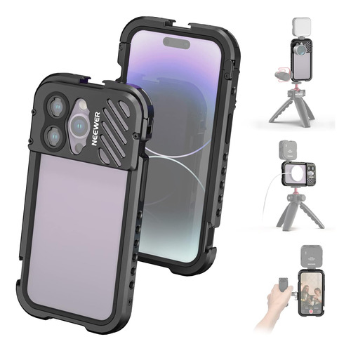 Neewer Video Rig Cage Para iPhone 14 Pro Con Zapatas Frías, 