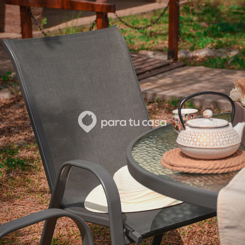 Juego De Jardin Sillas Sillones Mesa 5 Piezas Gris
