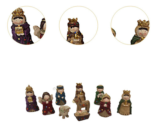 Juego De Belén Con Figuras Navideñas De 10 Piezas Para