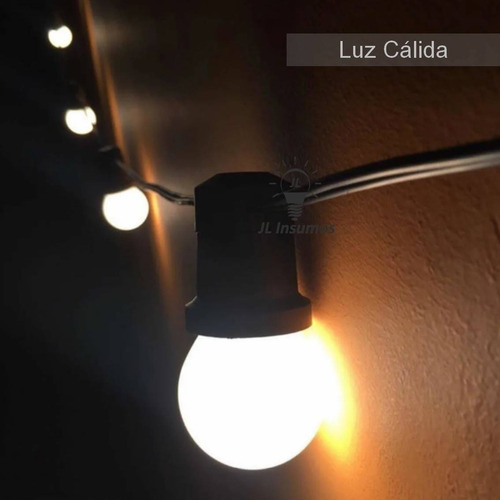 Imagen 3 de 4 de Guirnalda 10mts Blanco + 15 Lamparas Led Gota 5w