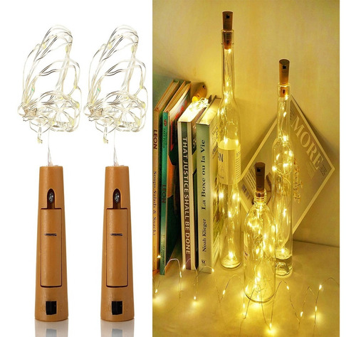 2 Luces De Hadas Led Con Corcho Decorativas Para Botellas