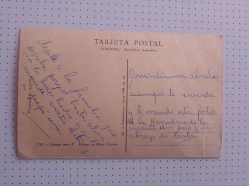 Postal Cordoba - Camino Entre V. Dolores Y Mina Clavero