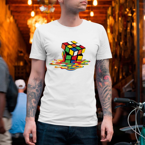 Imagen 5 de 6 de Remera Cubo Rubik Hombre Mujer Niños Modal Premium Blanca