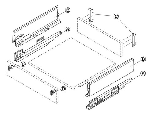 Kit Corredera Oculta C/suave C/lateral Metal 350 Mm| Ducasse