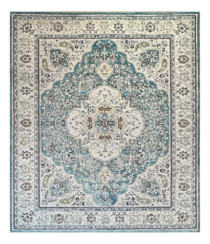 Tapete Sala 240x350cm Classico Oriental Tabriz Azul Turquesa Comprimento 350 cm Largura 240 cm