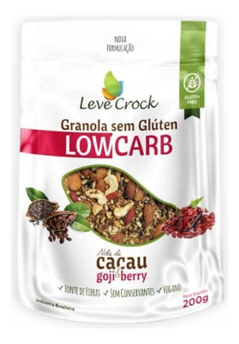 Kit 2x: Granola Nibs/goji Berry Low Carb Leve Crock 200g