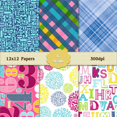 Kit De Papel Digital Numeros Y Letras Escuela