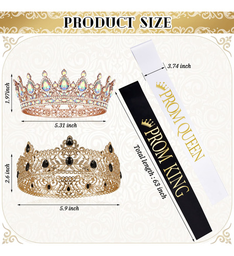 4 Coronas Doradas De Tiara Con Brillantes Para Eventos