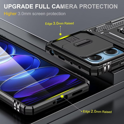 Funda Uso Rudo Cámara Para Poco M6 Pro 5g Carcasa+mica Negro Xiaomi Poco M6 Pro 5g/redmi 12 4g/5g