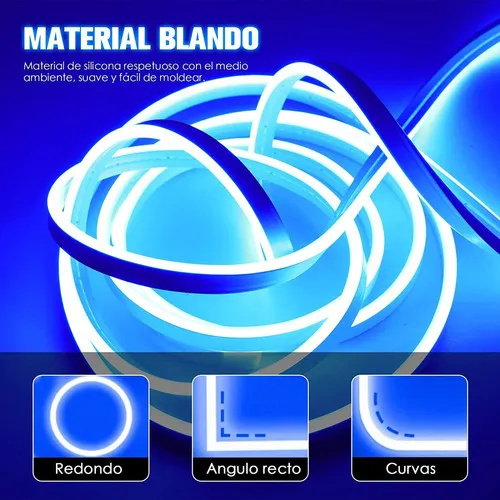 Tira Led Neon Flex Luz Color Azul Marino Sumergible Manguera Led 5m Plasma Sin Eliminador