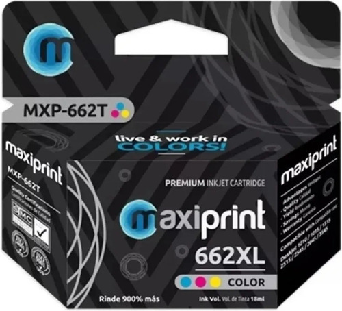 Cartucho De Tinta Maxiprint Hp 662 Xl Color Cz106al Tricolor