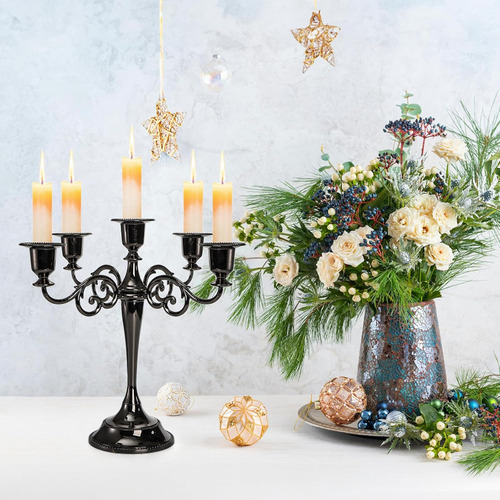 Candelabro De Metal De Cinco Brazos Para Mesa De Comedor
