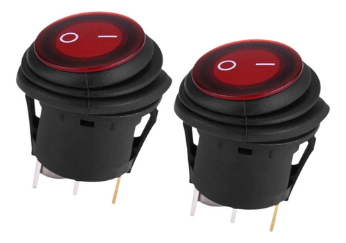 2 Uds Interruptor Redondo Interruptor Redondo Led, Luz Roja