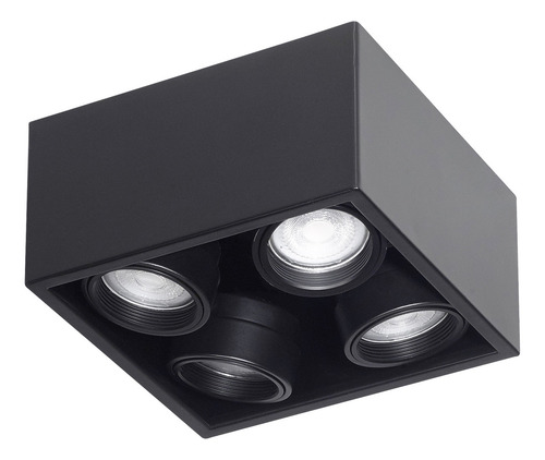 Plafon Dicro Aluminio Anton 4 Luces Cuadrado Cardanico Gu10 Estructura Negro