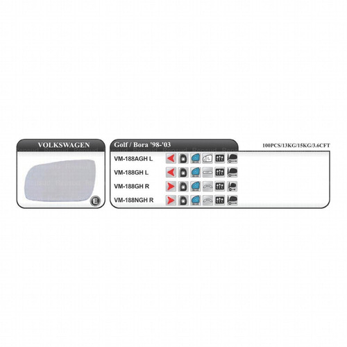 Vidrio De Espejo Derecho Para Volkswagen Golf A4 1999