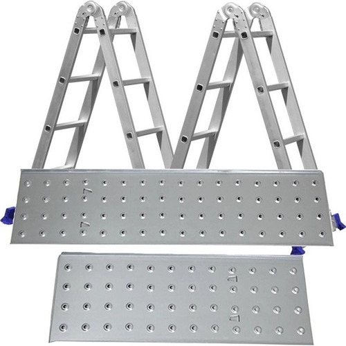 Escada Multifuncional 4x3 12 Degraus Com Plataforma Starfer Cor Alumínio