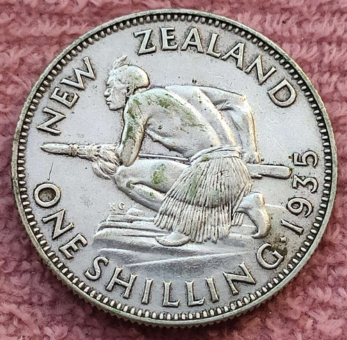 Moeda Prata Estrangeira Nova Zelândia One Shilling De 1935 (Usado)