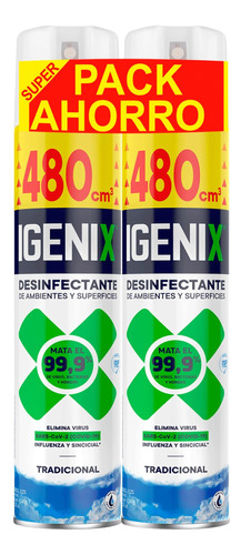 Pack Desinfectante Aerosol Igenix 2x480 Cc